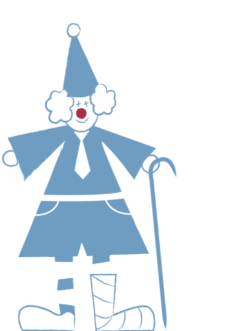 Ein trauriger, kranker Clown.